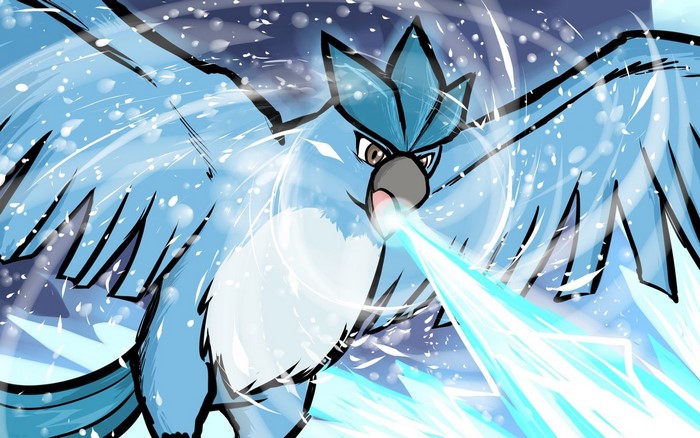 Articuno from Pokémon using Ice Beam