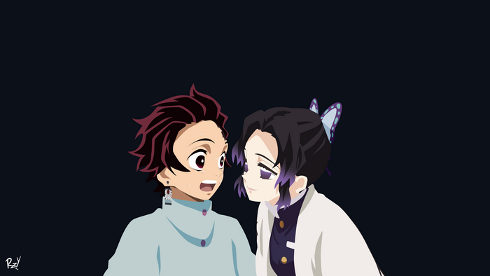 Kamado Tanjiro and Kochou Shinobu from Kimetsu no Yaiba