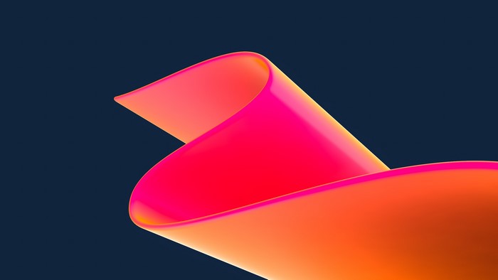Abstract neon ribbon on dark blue background