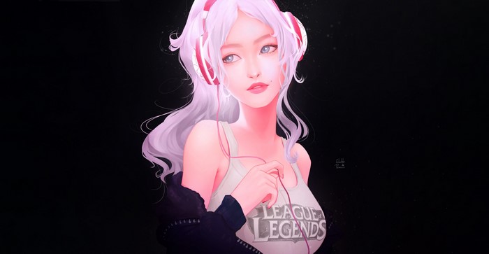 Anime girl with headphones from League of Legends