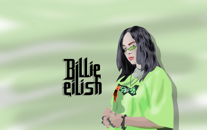 Billie Eilish illustration with text