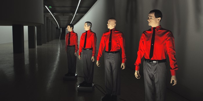 Kraftwerk mannequins in red shirts and ties