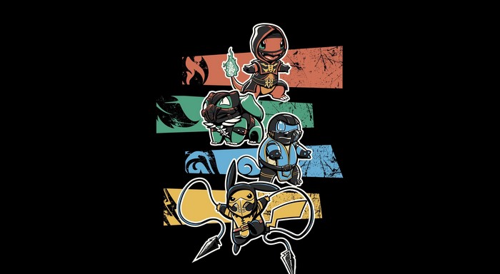 Pokémon characters dressed as Mortal Kombat fighters
