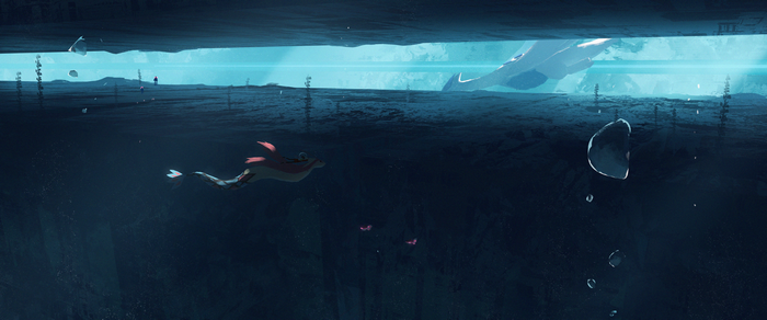 4K digital art of a creature swimming underwater