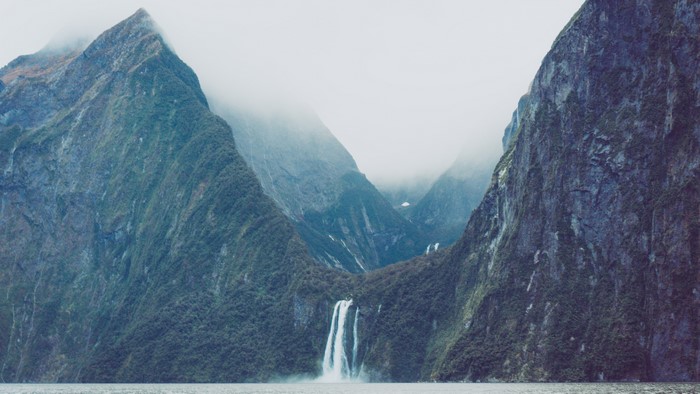 4K New Zealand Mountains and Waterfall Landscape