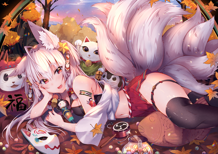 Usagihime Fox Girl in Autumn Scene