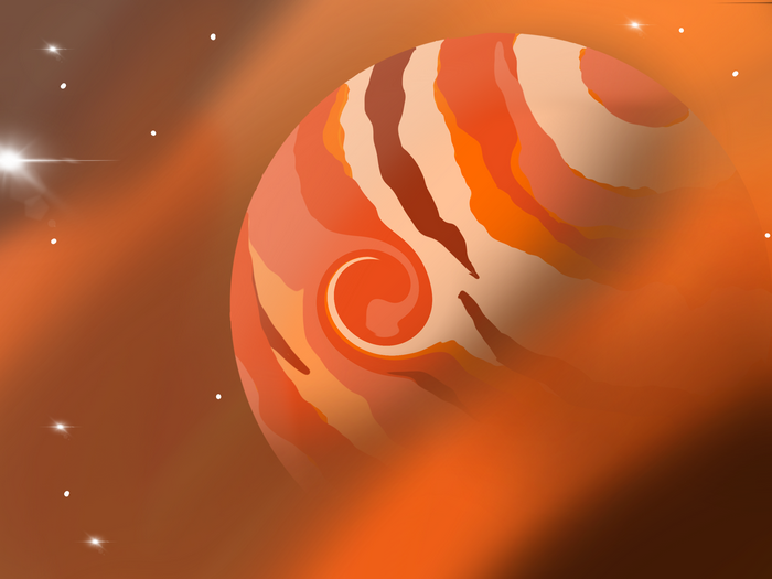 Jupiter in space with stars