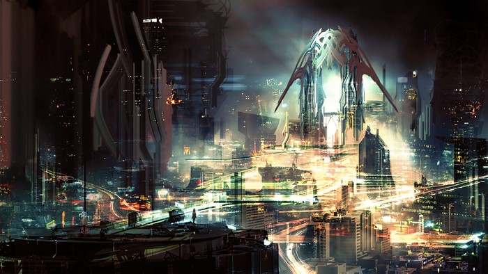 Futuristic Cyberpunk Cityscape Artwork