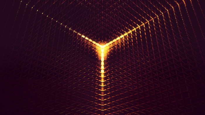 3D Abstract Render with Golden Light
