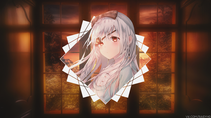 Anime girl with geometric overlay