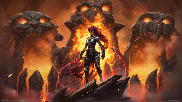 Fury from Darksiders 3 in a fiery landscape
