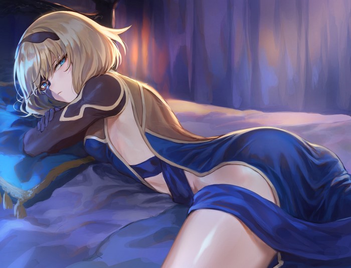 Anime girl lying on bed