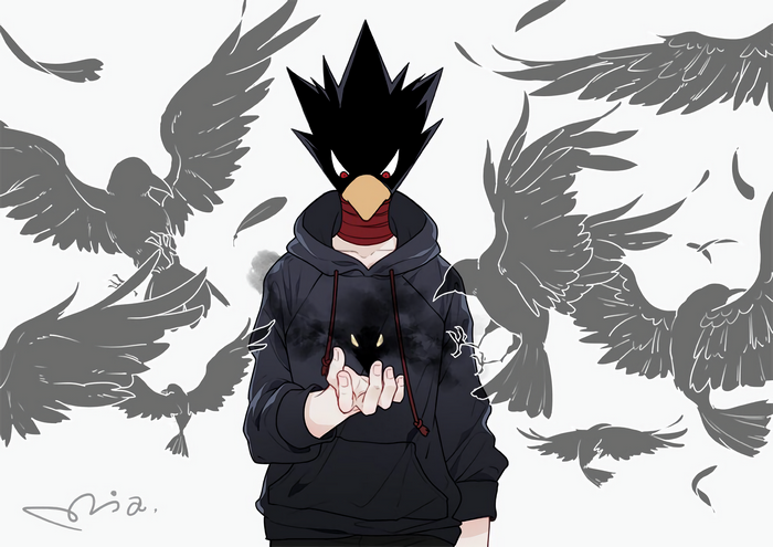 Tokoyami Fumikage with Crows in Black Hoodie