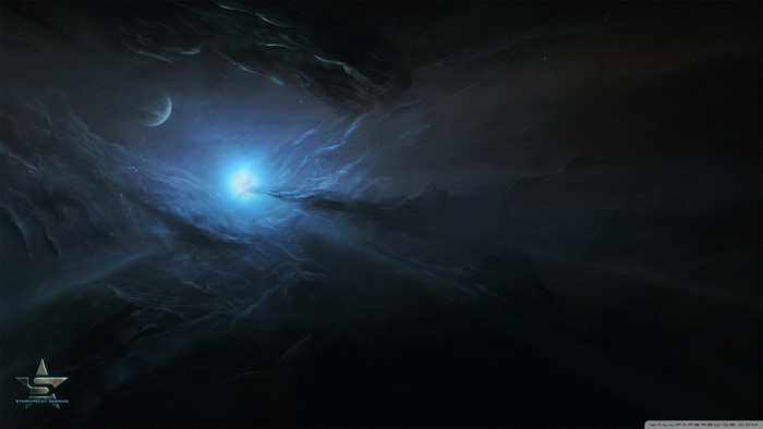 Space Nebula with Moon and Bright Light