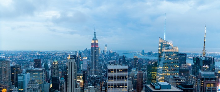 New York City Skyline with Empire State Building at Dusk