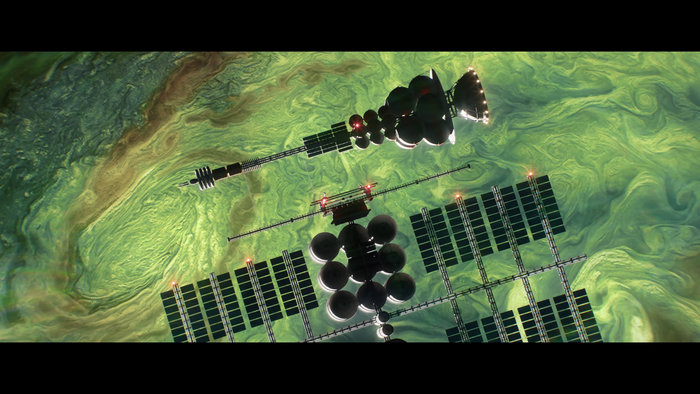 Spaceships orbiting a gas giant in Kerbal Space Program 2