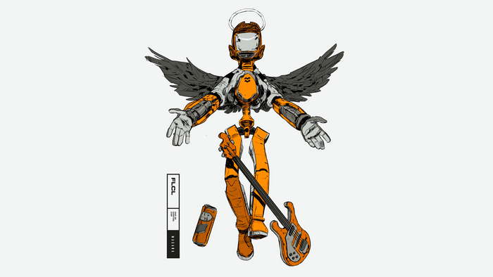Canti from FLCL with wings and bass guitar