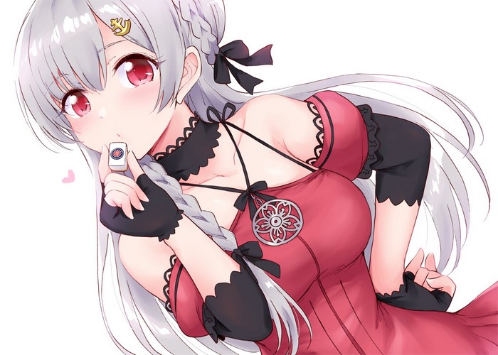 Anime girl with mahjong tile