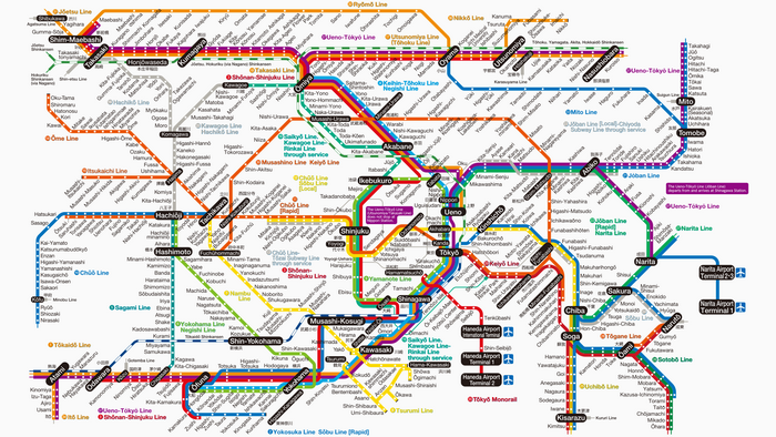 Tokyo Metro and Train Map