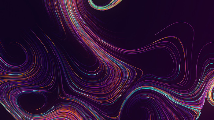 Abstract colorful swirling lines on dark background