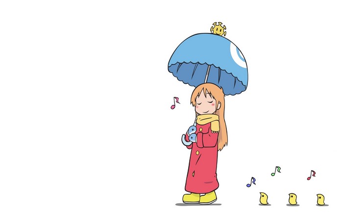 Hakase Shinonome from Nichijou with an umbrella