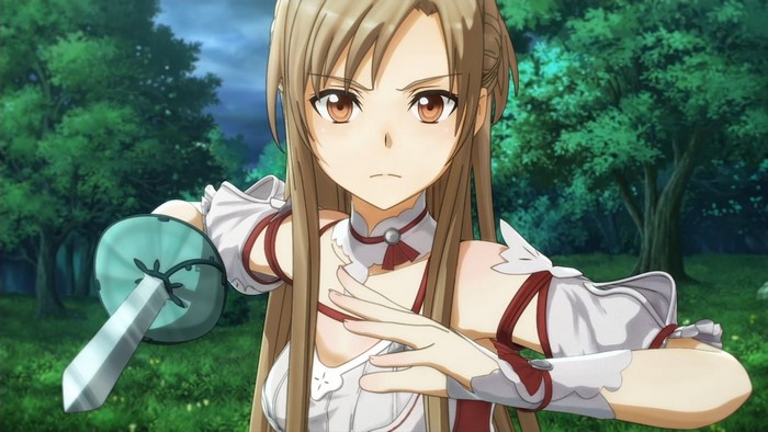 Asuna from Sword Art Online: Hollow Realization holding a sword