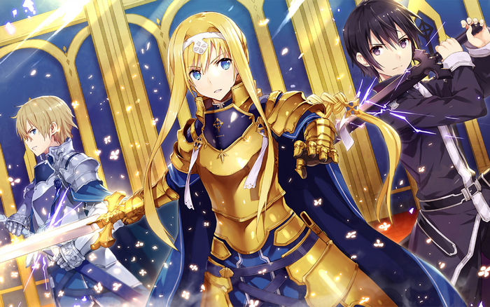 Alice Zuberg, Kirito, and Eugeo from Sword Art Online Alicization