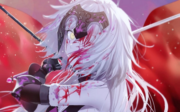 Jeanne d'Arc (Alter) from Fate/Grand Order with blood splatters