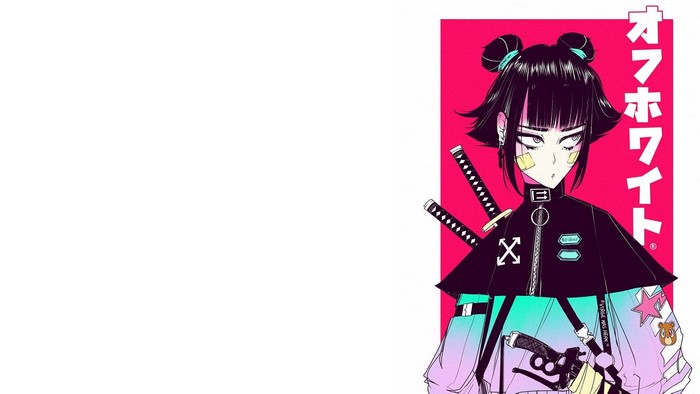 Anime girl with odango and katanas