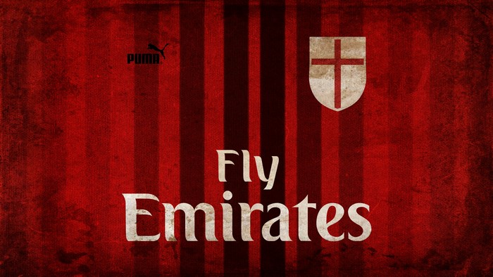 AC Milan Football Club Jersey with Puma and Fly Emirates