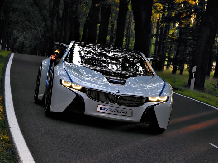 BMW Vision Concept Car on a Forest Road