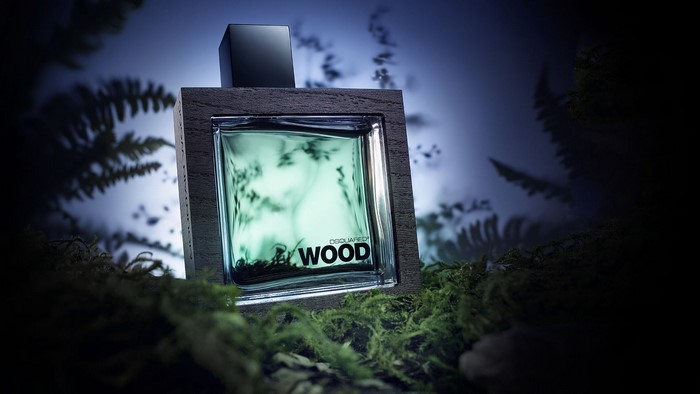 DSQUARED2 Wood perfume bottle in nature setting