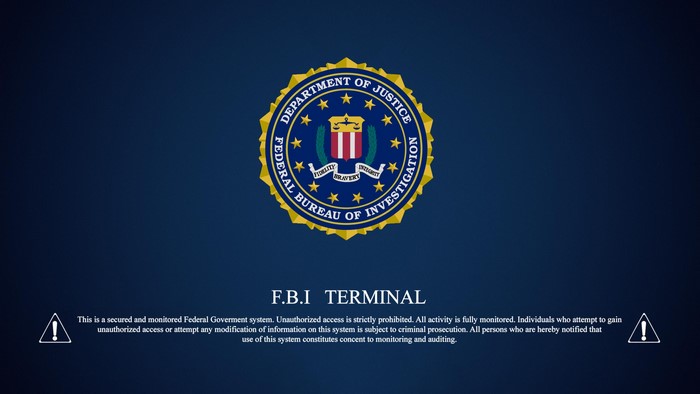 FBI Terminal Screen with Warning