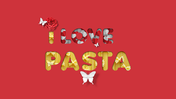 I Love Pasta with Butterflies and Hearts