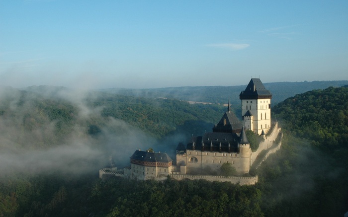 Karlstejn Castle in the mist
