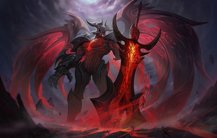 Aatrox from League of Legends with a large sword