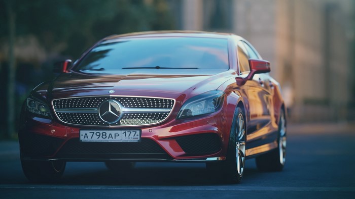 Red Mercedes-Benz CLS Sedan
