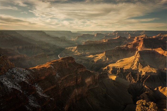 Grand Canyon National Park Valley with River and Clouds