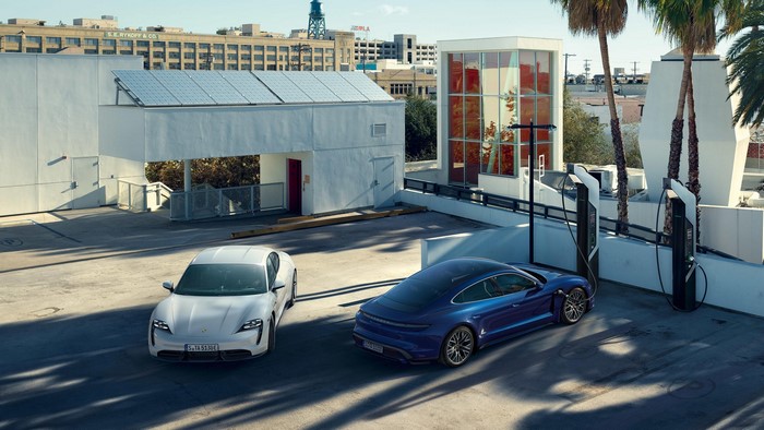 Porsche Taycan electric cars charging