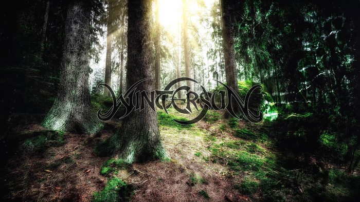 Wintersun logo in a forest