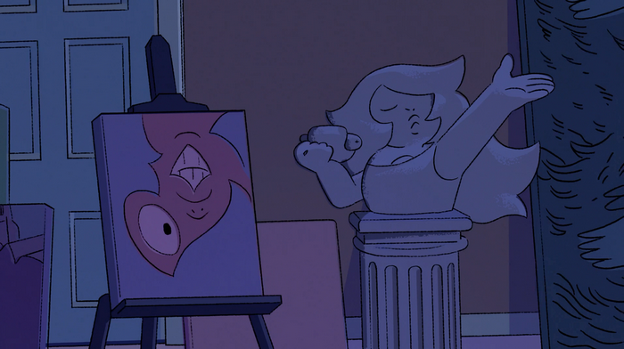 Amethyst from Steven Universe statue and painting