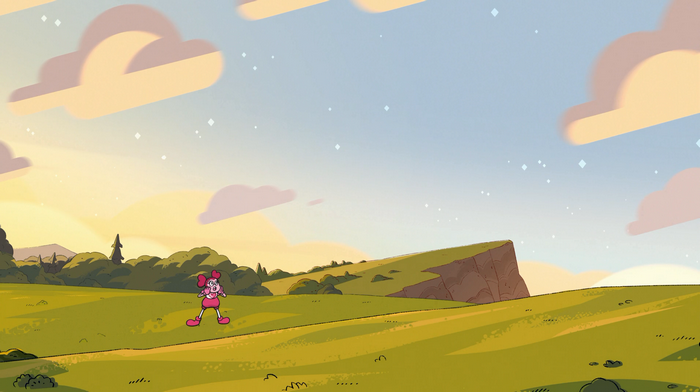 Spinel from Steven Universe in a grassy field