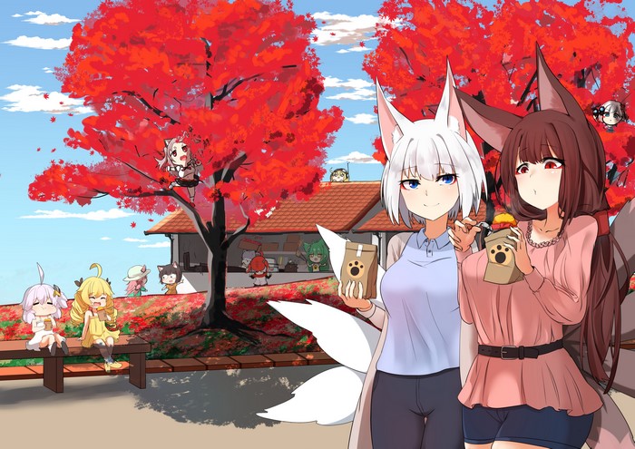 Azur Lane characters with fox ears and tails