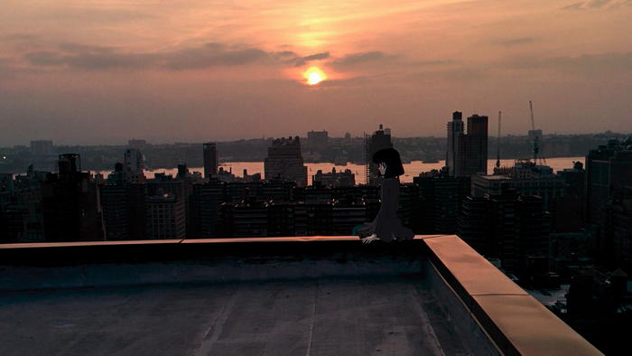 Hotaru Tomoe at Sunset over City Rooftops