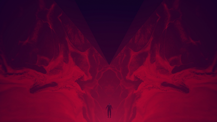 Jesse Faden from Control in a red void