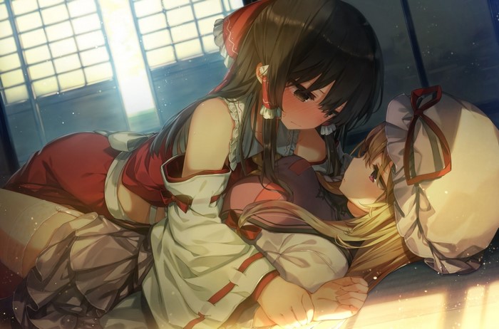 Hakurei Reimu and Yakumo Yukari Intimate Moment