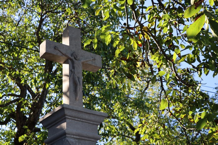 Crucifix in Slovenia with trees