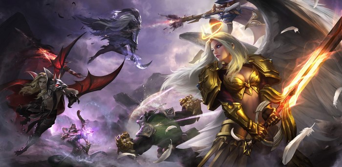 Fantasy battle with angels and demons from Mobile Legends