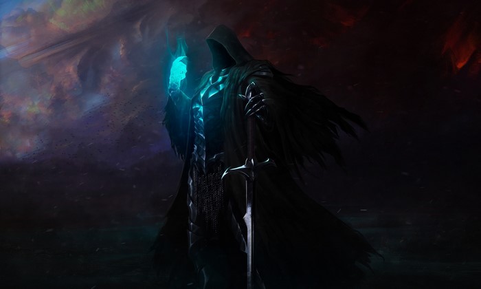 Nazgûl from The Lord of the Rings holding a glowing object