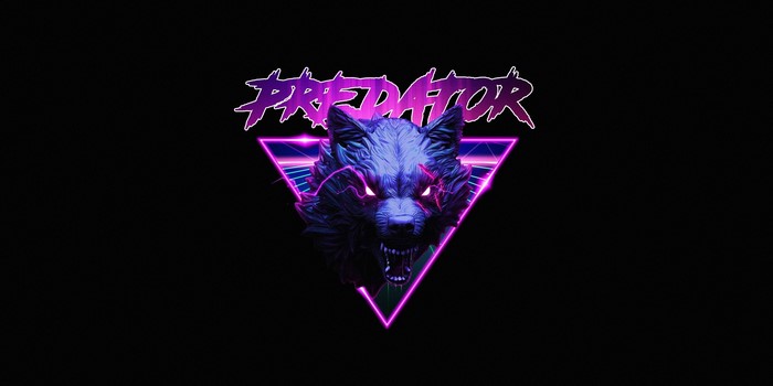 Predator wolf logo with neon triangle